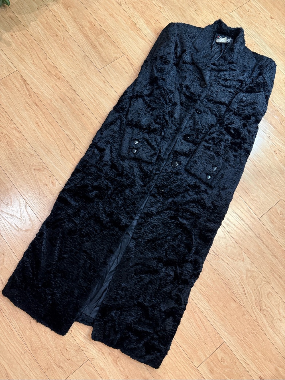 Vintage FENDI 365 Roma Black Faux Fur Long Maxi Coat Italy Sz 40 80s 90s